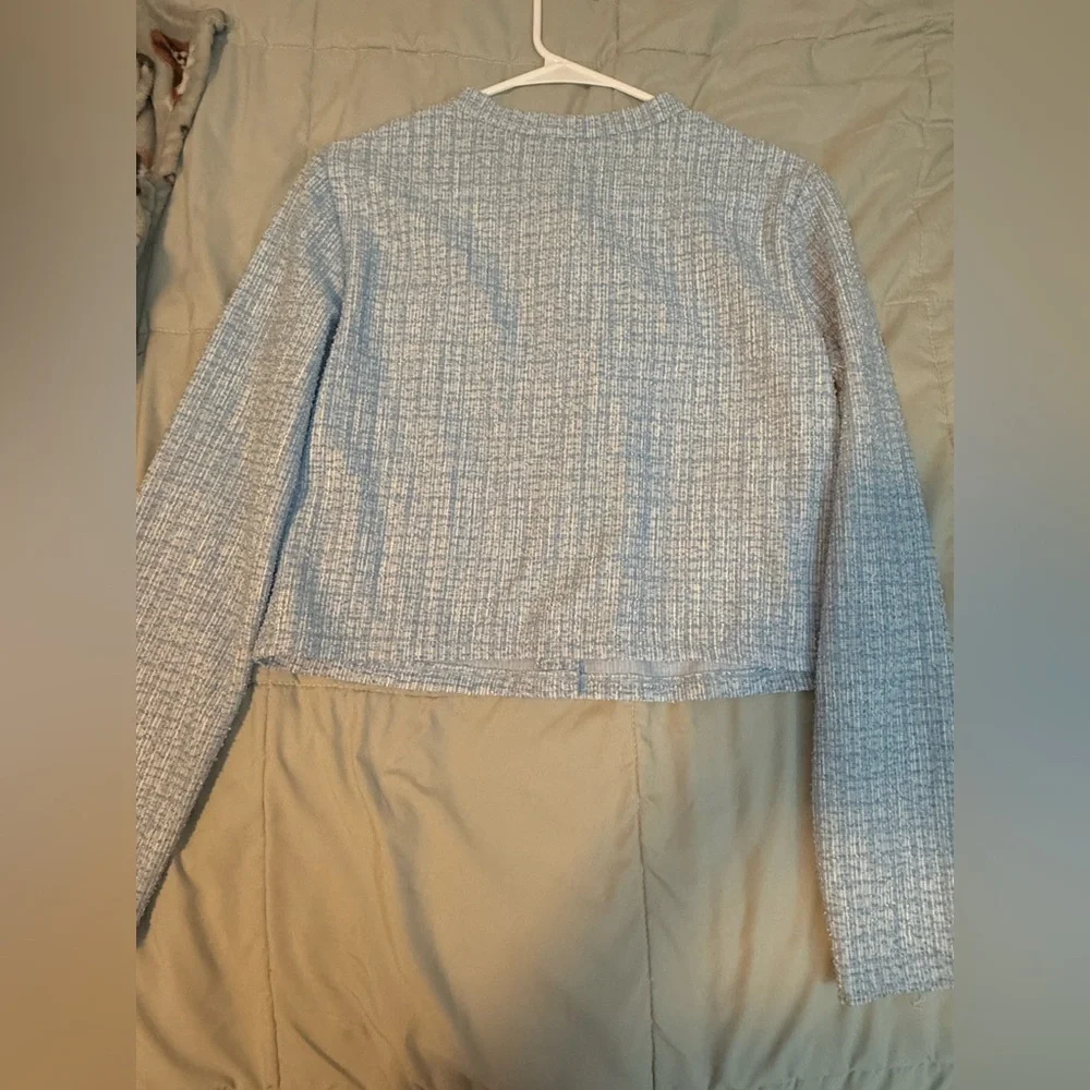 H&M Light Blue Textured Blazer - Picture 3 of 9